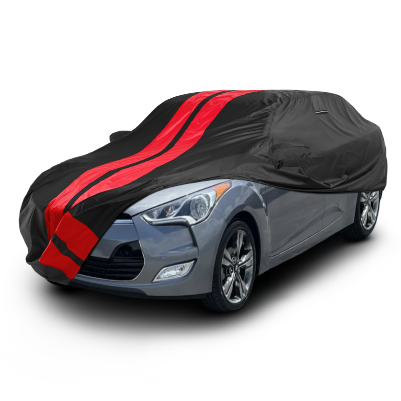 Hyundai Veloster 2012-2022 Black Red Pro Series Car Cover